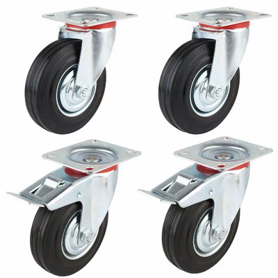 3 " 4 " 5 " 6 " 8 Inç Kauçuk Caster Wheels, Çelik Çekirdek Roller Bearing Caster Wheels OEM ODM