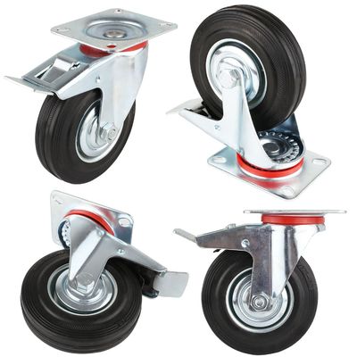 3 " 4 " 5 " 6 " 8 Inç Kauçuk Caster Wheels, Çelik Çekirdek Roller Bearing Caster Wheels OEM ODM