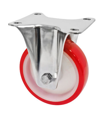 Kırmızı Beyaz PU 5 inç 125 mm Caster Wheels, Endüstriyel Castor Trolley Wheels