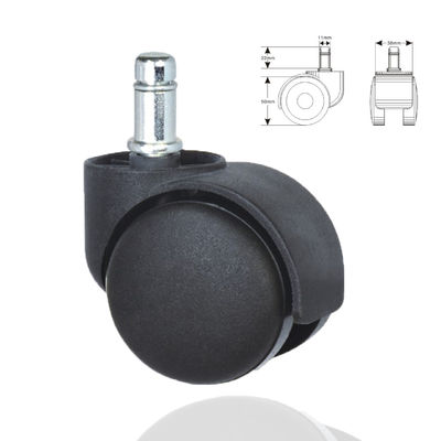 50 mm Siyah Top Plate Casters, Nylon Twin Sound Mobilya Evrensel Castor Wheels