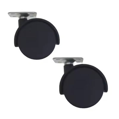 50 mm Siyah Top Plate Casters, Nylon Twin Sound Mobilya Evrensel Castor Wheels