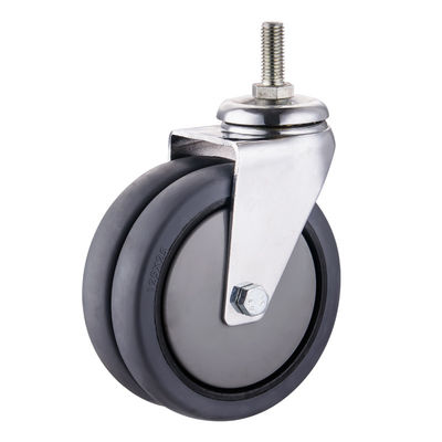 TPR Caster Wheels 75mm 100mm 125mm PU Endüstriyel İkiz Tekerlekli Castors