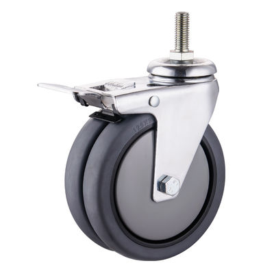 TPR Caster Wheels 75mm 100mm 125mm PU Endüstriyel İkiz Tekerlekli Castors