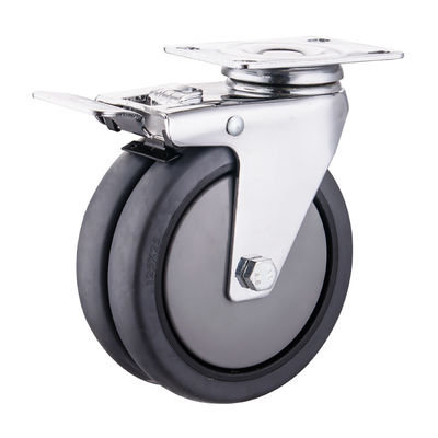 TPR Caster Wheels 75mm 100mm 125mm PU Endüstriyel İkiz Tekerlekli Castors