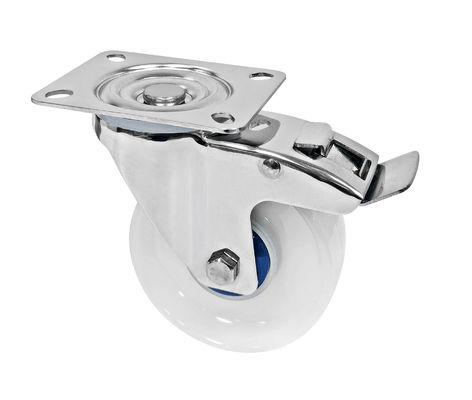 Orta Güçlü 304 Paslanmaz Çelik Casters Beyaz PA Casters 150-200KG Yük Kapasitesi