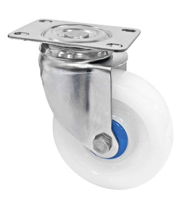 Orta Güçlü 304 Paslanmaz Çelik Casters Beyaz PA Casters 150-200KG Yük Kapasitesi