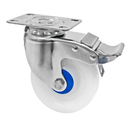 Orta Güçlü 304 Paslanmaz Çelik Casters Beyaz PA Casters 150-200KG Yük Kapasitesi