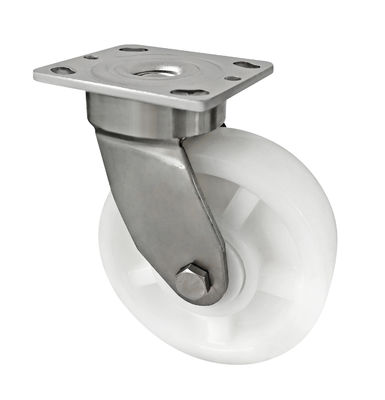 Beyaz PA Caster 304 Paslanmaz Çelik Ağır Görevli Caster Wheels 400KG-600KG Yük Kapasitesi